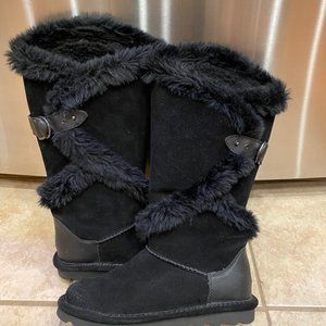 LADIES BLACK BEAR PAW WINTER / SNOW BOOTS - SZ: 8